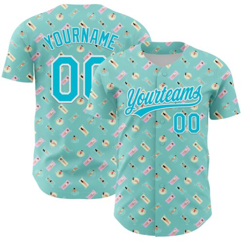 3DPattern6748 Custom Ice Blue Lakes Blue-White 3D Hawaii Beach Holiday Authentic Baseball Jersey