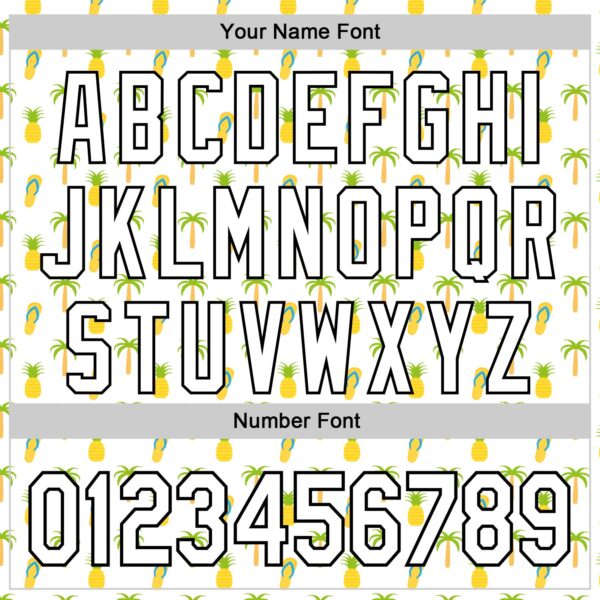 Custom White Black 3D Hawaii Tropical Palm Tree And Fruit Pineapple Authentic Baseball Jersey