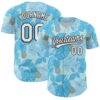 Custom Ice Blue White-Black 3D Hawaii Tropical Palm Leaves And Fruit Pineapple Authentic Baseball Jersey