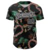 Custom Black White 3D Hawaii Island Tropical Palm Tree And Flower Authentic Baseball Jersey