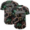 Custom Black White 3D Hawaii Island Tropical Palm Tree And Flower Authentic Baseball Jersey