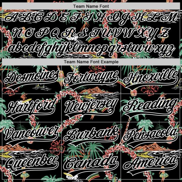 Custom Black White 3D Hawaii Island Tropical Palm Tree And Flower Authentic Baseball Jersey