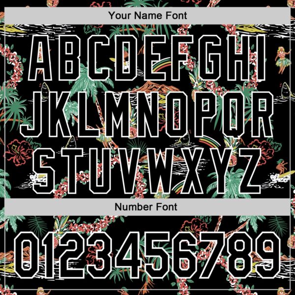 Custom Black White 3D Hawaii Island Tropical Palm Tree And Flower Authentic Baseball Jersey