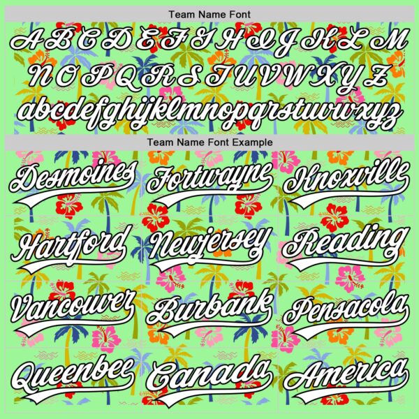 Custom Pea Green White-Black 3D Hawaii Tropical Palm Tree And Flower Authentic Baseball Jersey