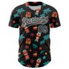 Custom Black White 3D Hawaii Tropical Palm Tree Flower And Tiki Mask Authentic Baseball Jersey