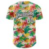 Custom Yellow White-Black 3D Hawaii Tropical Palm Leaves Flower And Fruit Pineapple Authentic Baseball Jersey