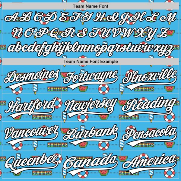 Custom Sky Blue White-Black 3D Hawaii Summer Fruit Watermelon Authentic Baseball Jersey