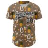 Custom Brown Black-White 3D Hawaii Flower And Fruit Pineapple Authentic Baseball Jersey