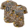 Custom Brown Black-White 3D Hawaii Flower And Fruit Pineapple Authentic Baseball Jersey