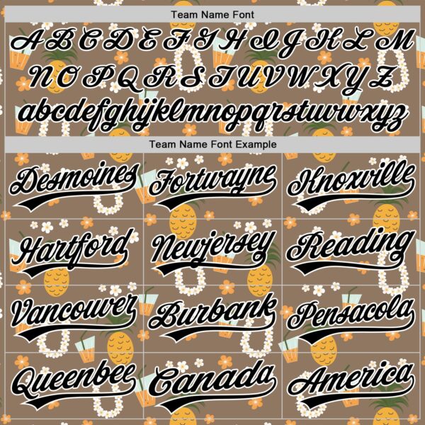 Custom Brown Black-White 3D Hawaii Flower And Fruit Pineapple Authentic Baseball Jersey