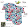 Custom Ice Blue White-Black 3D Hawaii Tropical Palm Leaves And Flower Authentic Baseball Jersey