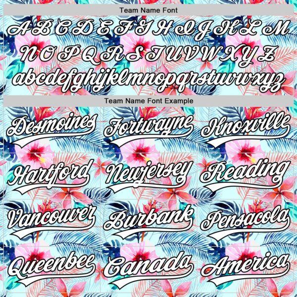 Custom Ice Blue White-Black 3D Hawaii Tropical Palm Leaves And Flower Authentic Baseball Jersey