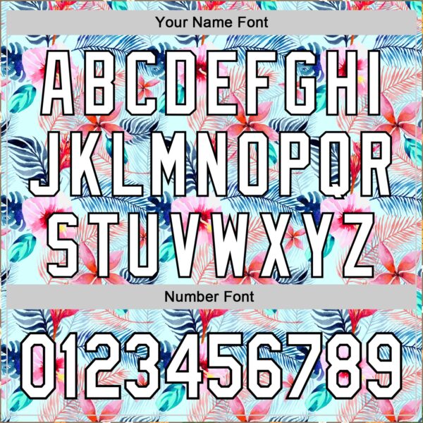 Custom Ice Blue White-Black 3D Hawaii Tropical Palm Leaves And Flower Authentic Baseball Jersey