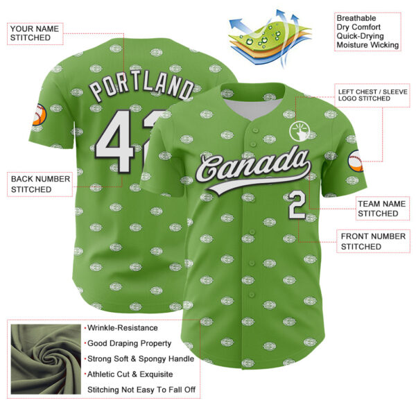 Custom Green White-Black 3D Hawaii Fruit Lemon Authentic Baseball Jersey