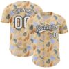 Custom Brown White-Black 3D Hawaii Tropical Palm Leaves Authentic Baseball Jersey