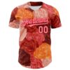 Custom Red Medium Pink-Fire Red 3D Ambartive Rose Pattern Authentic Baseball Jersey