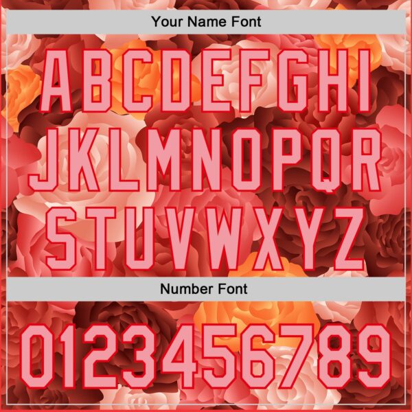 Custom Red Medium Pink-Fire Red 3D Ambartive Rose Pattern Authentic Baseball Jersey