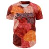 Custom Red Black-Medium Pink 3D Ambartive Rose Pattern Authentic Baseball Jersey