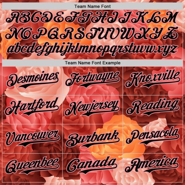 Custom Red Black-Medium Pink 3D Ambartive Rose Pattern Authentic Baseball Jersey