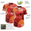 Custom Red Fire Red-Medium Pink 3D Ambartive Rose Pattern Authentic Baseball Jersey