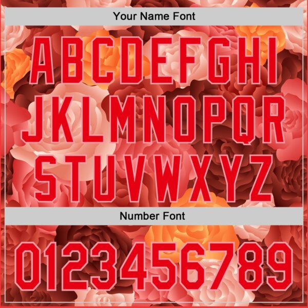 Custom Red Fire Red-Medium Pink 3D Ambartive Rose Pattern Authentic Baseball Jersey