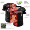 Custom Black Medium Pink 3D Ambartive Rose Pattern Authentic Baseball Jersey