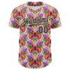 Custom Pink Black-Cream 3D Ambartive Butterfly Pattern Authentic Baseball Jersey