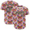 Custom Pink Black-Cream 3D Ambartive Butterfly Pattern Authentic Baseball Jersey