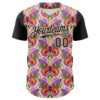 Custom Pink Black-Cream 3D Ambartive Butterfly Pattern Authentic Baseball Jersey