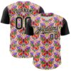 Custom Pink Black-Cream 3D Ambartive Butterfly Pattern Authentic Baseball Jersey