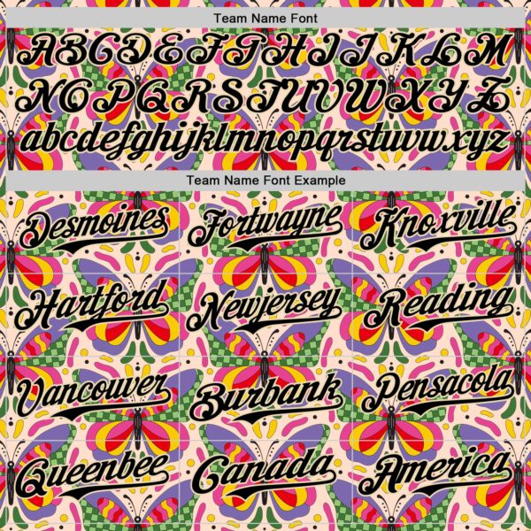 Custom Pink Black-Cream 3D Ambartive Butterfly Pattern Authentic Baseball Jersey