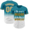Custom Teal Old Gold-White 3D Pattern Design Gradient Mother's Day Authentic Baseball Jersey