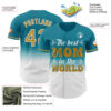 Custom Teal Old Gold-White 3D Pattern Design Gradient Mother's Day Authentic Baseball Jersey