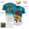 Custom Teal Old Gold-Black 3D Pattern Design Gradient Mother's Day Flower Authentic Baseball Jersey
