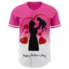 Custom Pink White 3D Pattern Design Gradient Mother's Day Family Love Authentic Baseball Jersey