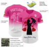 Custom Pink White 3D Pattern Design Gradient Mother's Day Family Love Authentic Baseball Jersey