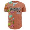 Custom Brown Black-White 3D Pattern Design Foodie Food Dessert Doughnut Authentic Baseball Jersey