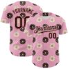 Custom Light Pink Brown-Neon Pink 3D Pattern Design Foodie Food Dessert Doughnut Authentic Baseball Jersey