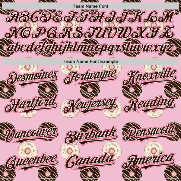 Custom Light Pink Brown-Neon Pink 3D Pattern Design Foodie Food Dessert Doughnut Authentic Baseball Jersey