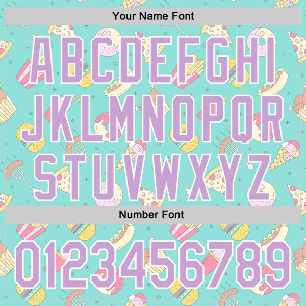 Custom Ice Blue Light Purple-White 3D Pattern Design Foodie Fast Food Burger Fries Pizza Authentic Baseball Jersey