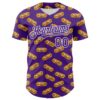 Custom Purple White 3D Pattern Design Foodie Fast Food Hot Dog Authentic Baseball Jersey