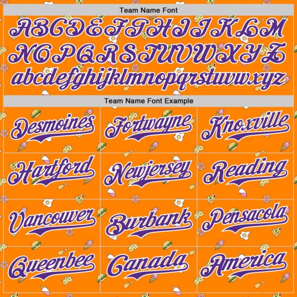Custom Bay Orange Purple-White 3D Pattern Design Foodie Fast Food Cheese Pizza Dessert Ice Cream Authentic Baseball Jersey