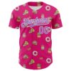 Custom Hot Pink Medium Purple-White 3D Pattern Design Foodie Fast Food Pizza Donut Cola Authentic Baseball Jersey