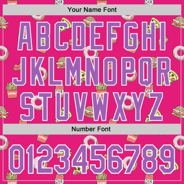 Custom Hot Pink Medium Purple-White 3D Pattern Design Foodie Fast Food Pizza Donut Cola Authentic Baseball Jersey