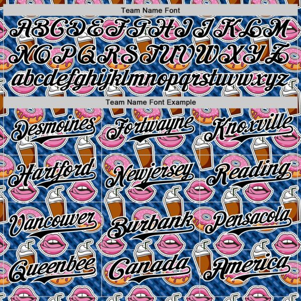 Custom US Navy Blue Black-White 3D Pattern Design Foodie Food Dessert Milkshake Donut Authentic Baseball Jersey