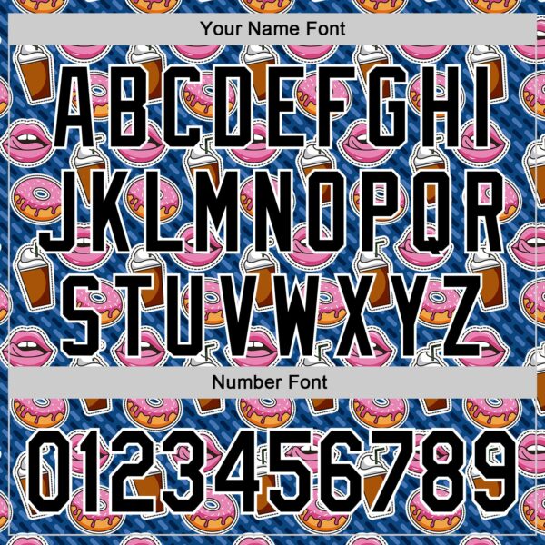 Custom US Navy Blue Black-White 3D Pattern Design Foodie Food Dessert Milkshake Donut Authentic Baseball Jersey