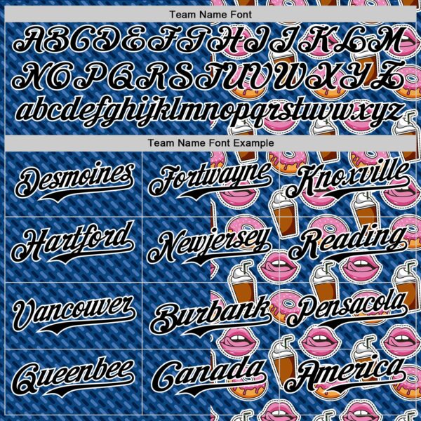 Custom US Navy Blue Black-White 3D Pattern Design Foodie Food Dessert Milkshake Donut Authentic Baseball Jersey