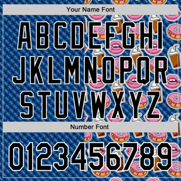 Custom US Navy Blue Black-White 3D Pattern Design Foodie Food Dessert Milkshake Donut Authentic Baseball Jersey