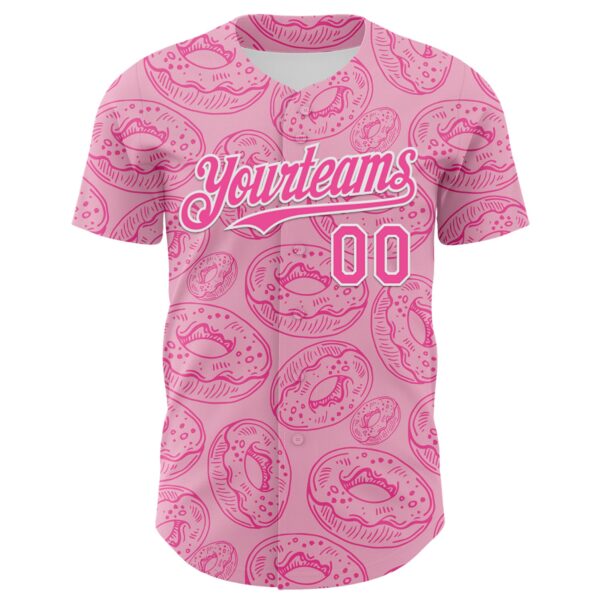 Custom Light Pink Pink-White 3D Pattern Design Christmas Foodie Food Dessert Donut Authentic Baseball Jersey