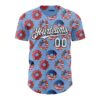 Custom Light Blue White-Black 3D Pattern Design USA Flag Foodie Food Dessert Donut Authentic Baseball Jersey